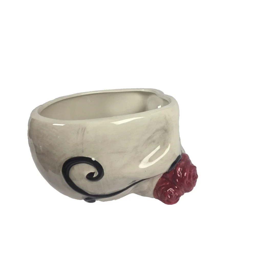 Midnight Spell Skull Planter OS Ivory Red New Gothic Halloween Ceramic Decor